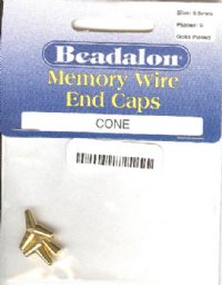 6 6.5mm Beadalon Gold Plate Memory Wire Cone Caps